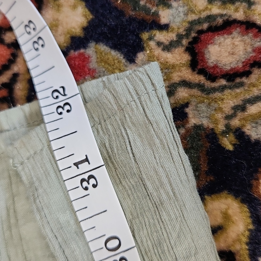 Zara Light Olive Green Flowy Wide Leg Pants Lightweight XS Viscose Blend - Picture 7 of 8